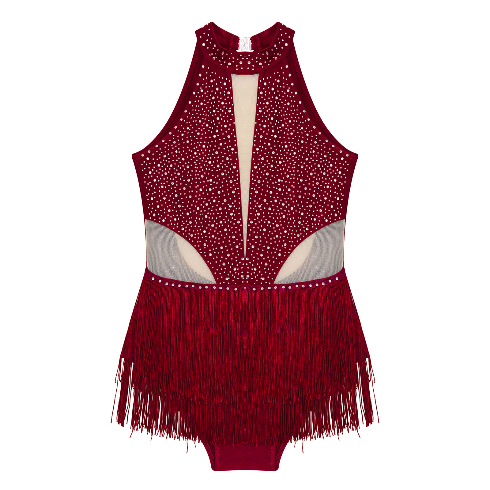 เด็กหญิงบัลเล่ต์เต้นรํา Leotard Rhinestone พู่ชุดบอดี้สูทยิมนาสติกสเก็ตลีลา Latin เครื่องแต่งกาย Dancewear