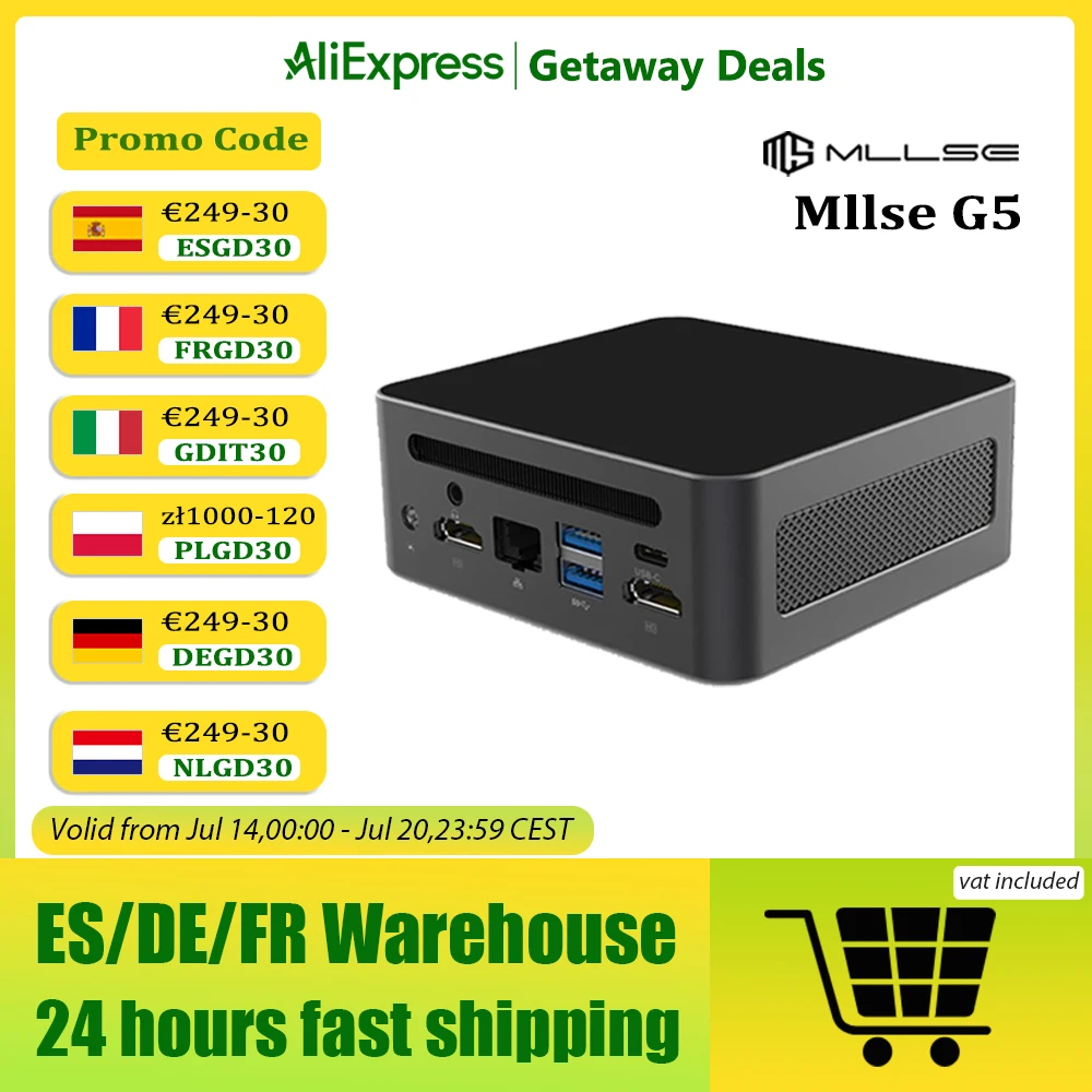 MLLSE G5 Mini PC Intel i5-1340P Windows 11 Pro Intel 12th DDR4 16GB RAM 512GB SSD WiFi 6 BT5.2 Computer da gioco desktop Mini Pc