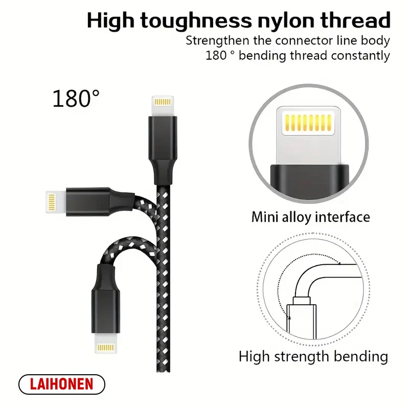 Cavo certificato USB A a Lightning MFi da 1M 2M 3M per iPhone 14 13 12 11 X XR Pro Max Cavo di ricarica rapido Cavo dati per caricabatterie