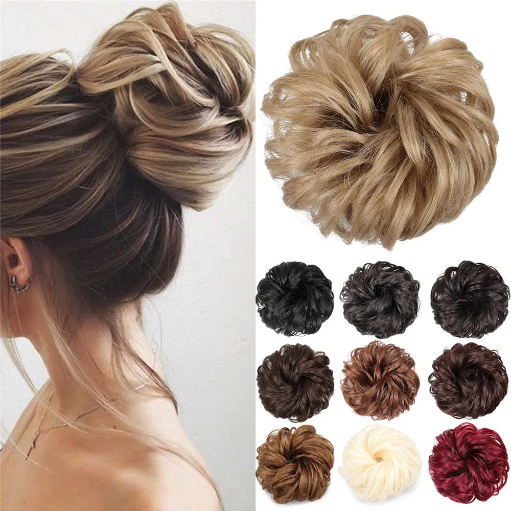 Tổng Hợp Tóc Búi Tóc Giả Tặng Lượn Sóng Cao Su Đàn Hồi Scrunchie Tóc Miếng Nữ Đuôi Ngựa Tóc Xoăn Bọc