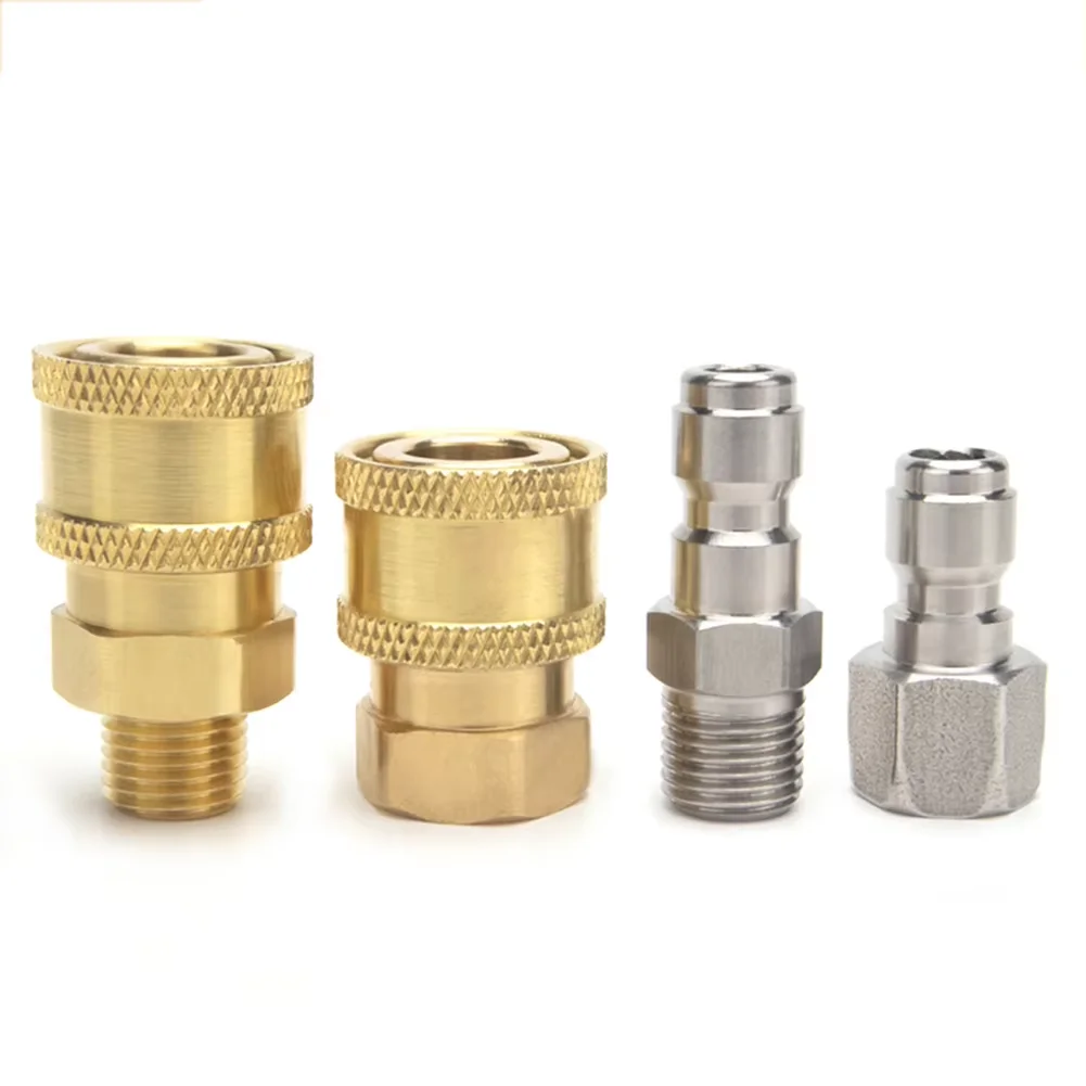 Conector de lavadora a presión, adaptador de liberación rápida de acoplamiento, conexión de ajuste macho de 1/4 ", juntas de jardín para lavado de coches