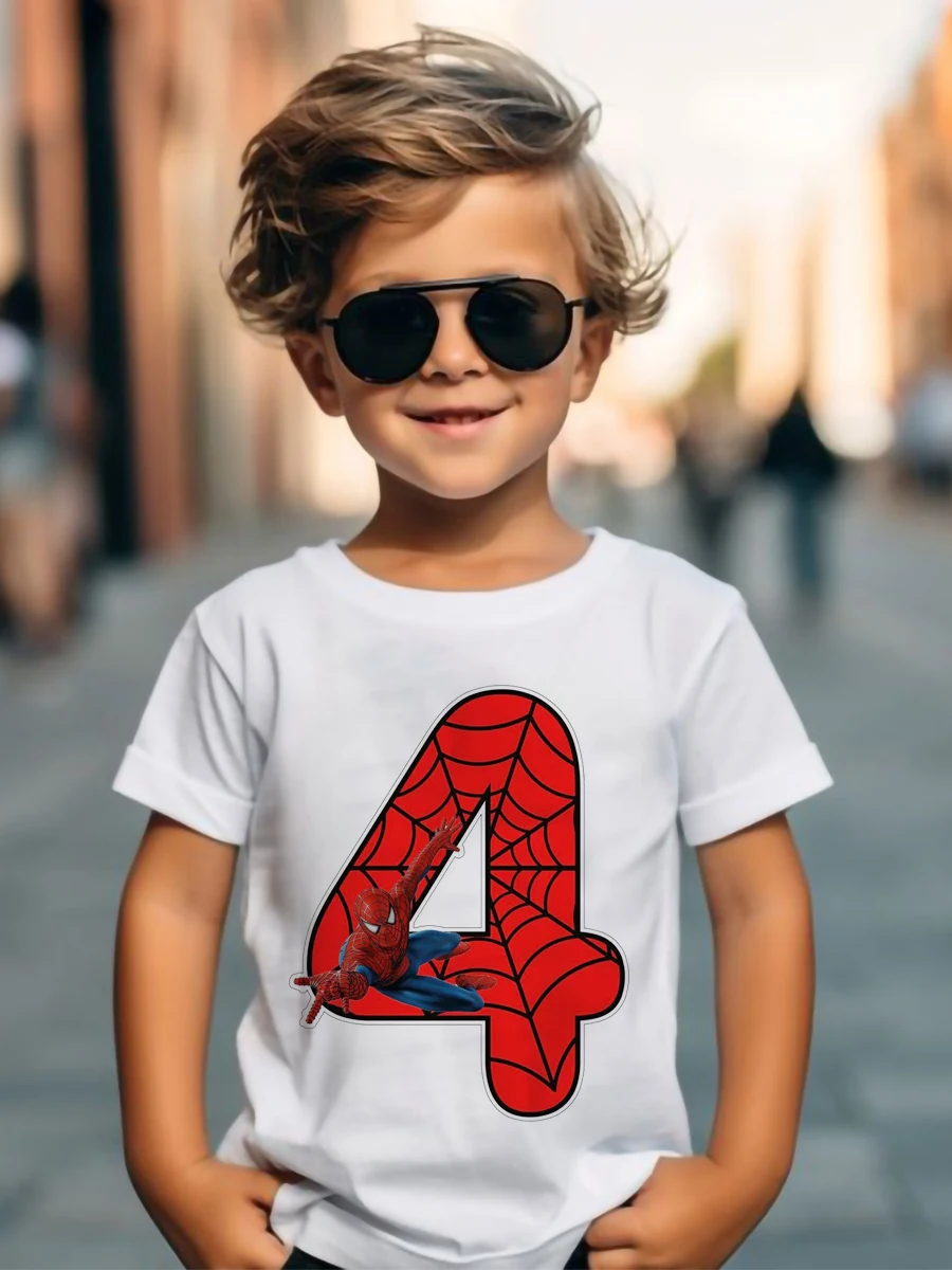 ディズニーマーベルスパイダーマン 1-9 誕生日キッズ Tシャツボーイズ Tシャツ Tシャツガールズパーティー Tシャツ服キッズファッショントップス Tシャツ