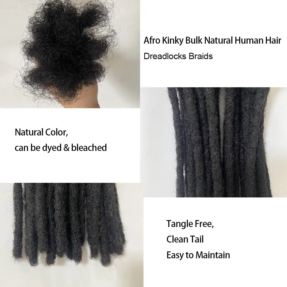 Extensions de Dreadlock vrais cheveux humains pour homme/femmes 0.6 cm de largeur Extensions Loc permanentes 20 brins 8 pouces Dreadlock brésilien