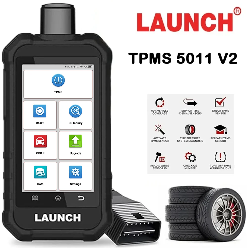 LAUNCH X431 5011 V2 TPMS-Tool OBD2 12 Reset-Funktionen WLAN aktivieren 315/433 MHz Sensoren Reifendruck-Diagnosetool vs. CRT5011E