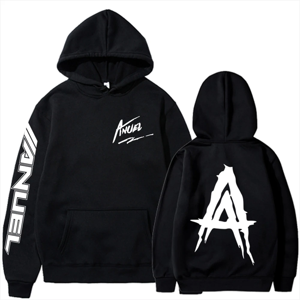 가을 양털 남성 후드 Anuel AA Real Hasta La Muerte 프린트 스웨트 streetwear 랩퍼 루스 풀오버 캐주얼 후드 탑