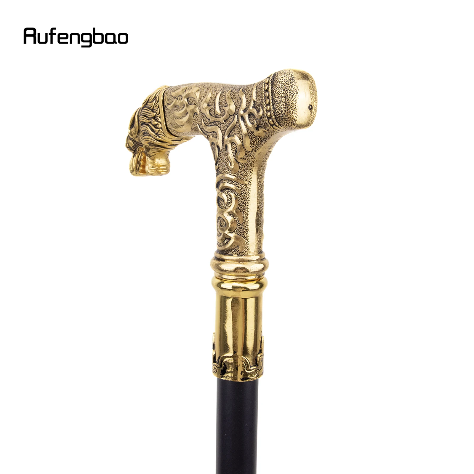 Golden Wolf Handle Single Joint เดิน Stick ซ่อนแผ่น Cane แผ่นตกแต่งคอสเพลย์ปาร์ตี้ฮาโลวีน Crosier 93 ซม