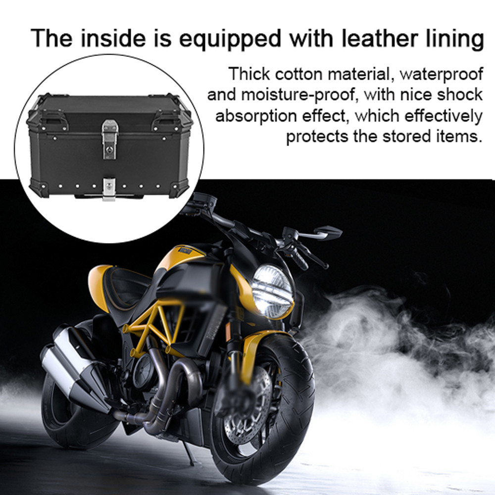 65L Motorrad Hinten Stamm Aluminium Legierung Gepäck Fall Quick Release Motorrad Schwanz Lagerung Box Wasserdicht & Stoßdämpfung wit
