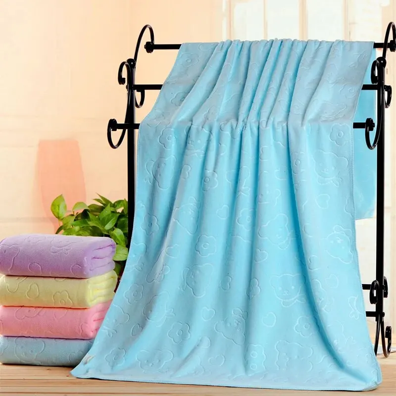 1 PC น่ารักหมี Textured ผ้าเช็ดตัวน้ําหนักเบา,Super Fine ไมโครไฟเบอร์ดูดซับผ้าเช็ดตัว,Beach Essentials,อุปกรณ์ห้องน้ํา
