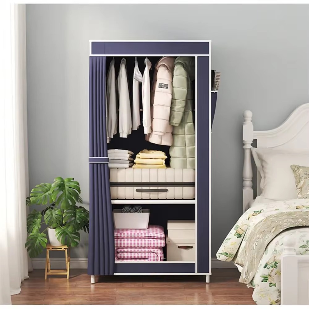 Guarda-roupa simples não tecido cabide dormitório à prova de poeira armários de roupas única pessoa pequenos guarda-roupas estudante