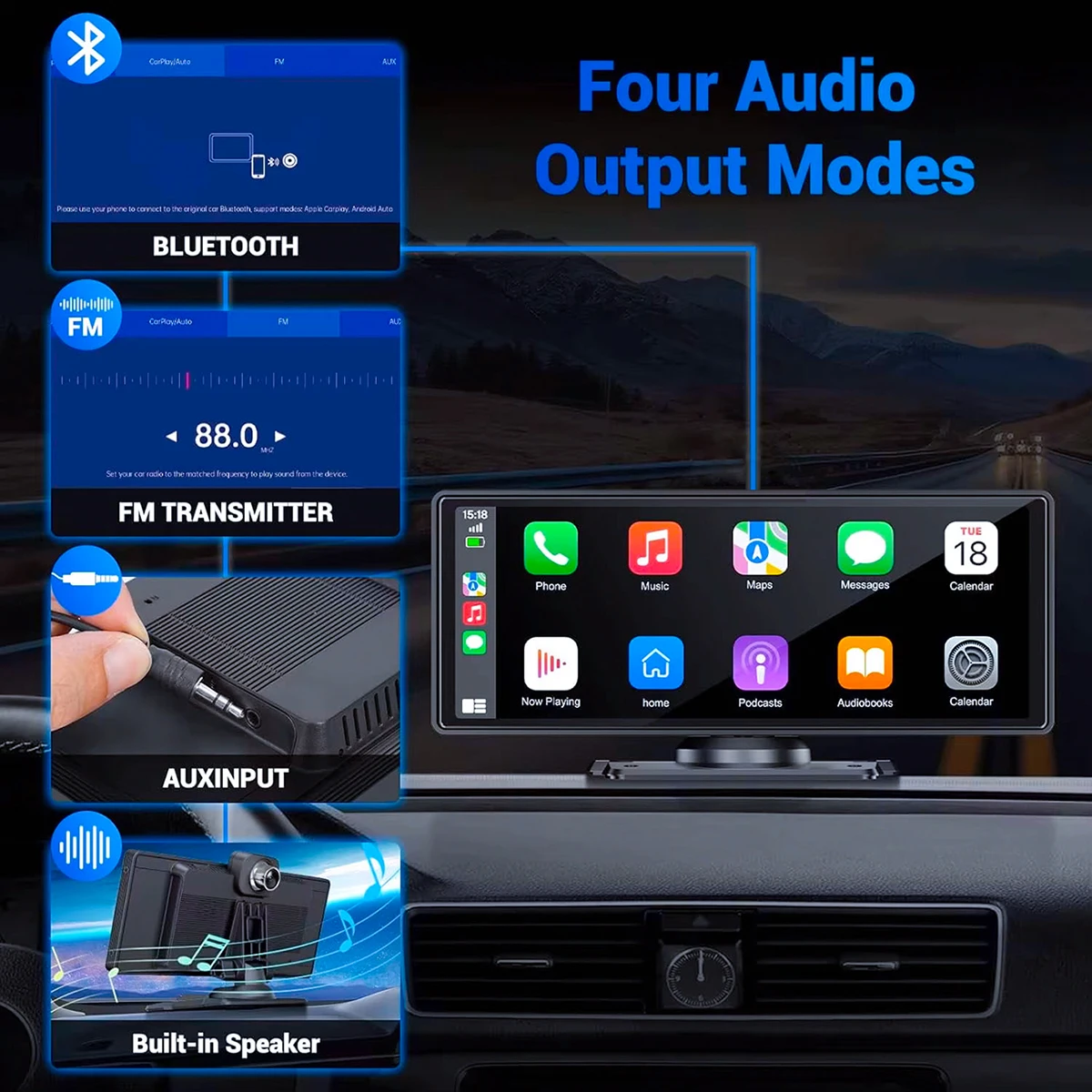 Uniwersalny przenośny ekran CarPlay Pionray 7/10 cali z Android Auto do radia samochodowego, bezprzewodowy ekran CarPlay dla Apple