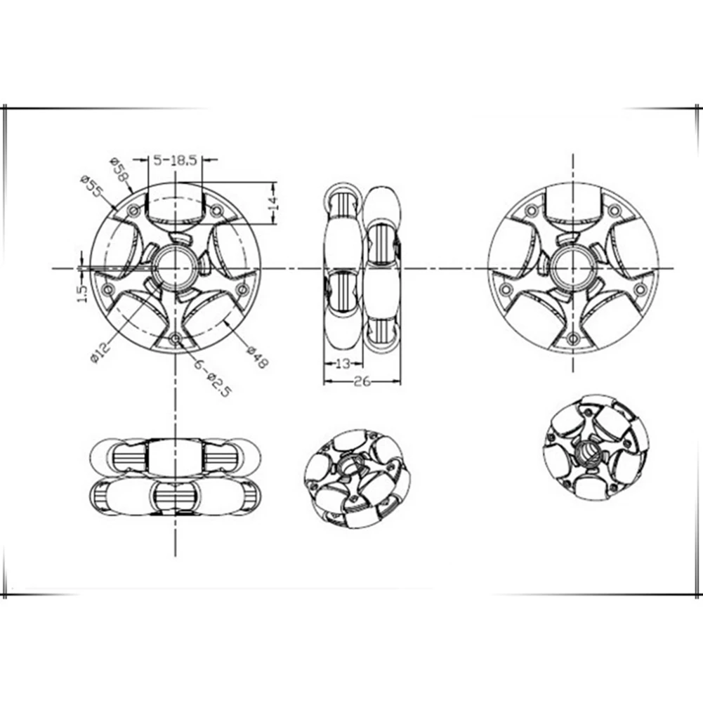 B51C 4 unidades 58 mm roda omni de plástico para kit robô servo motor roda omni 14135
