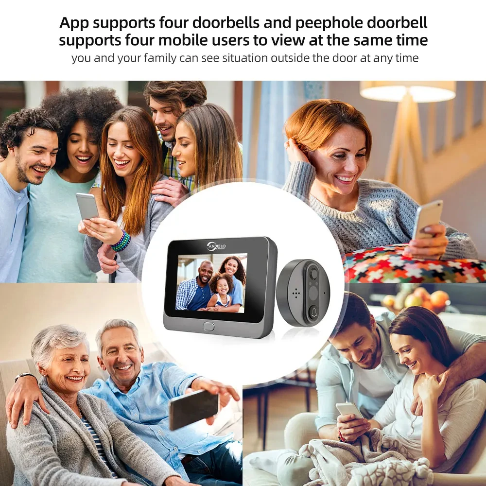 Wifi không dây Video Peephole trong cửa Tuya Chuông cửa có hình có camera Không dây Video Intercom Căn hộ 1080P Wifi Video Intercom cho Home Wifi Cửa trộm Video Digital Peephole
