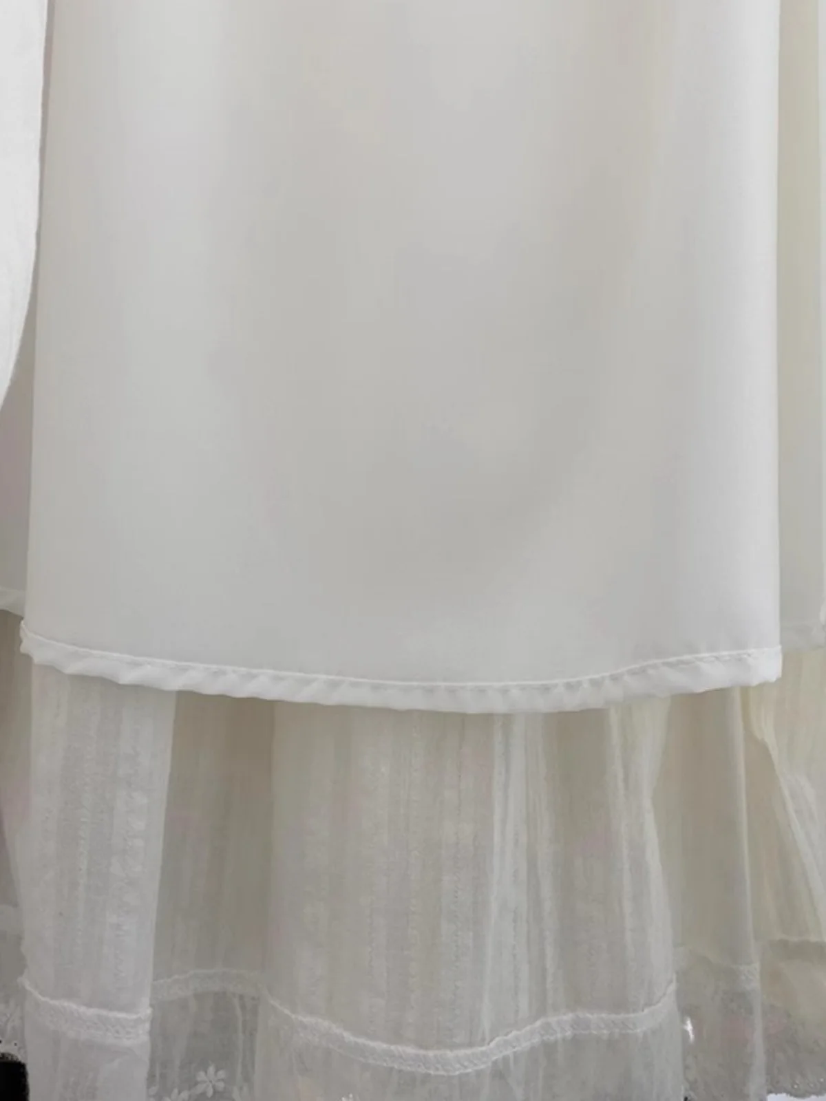 Falda larga blanca de corte en A para mujer, falda de pastel de cintura alta con bordado de encaje y cintura alta, estilo cor...
