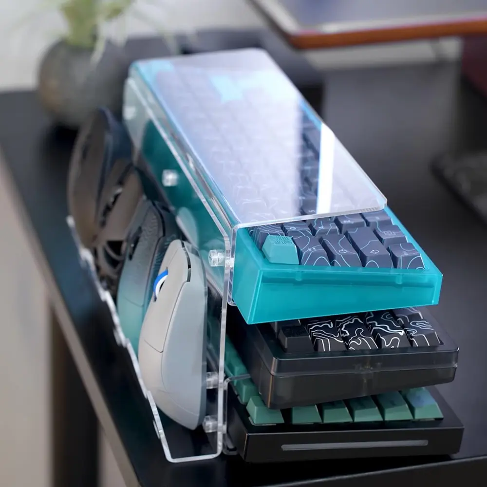 Organisateur de bureau pour clavier et souris, support en acrylique à 3 niveaux, étagère légère, outil de rangement pour clavier, pour exposition en salle d'étude