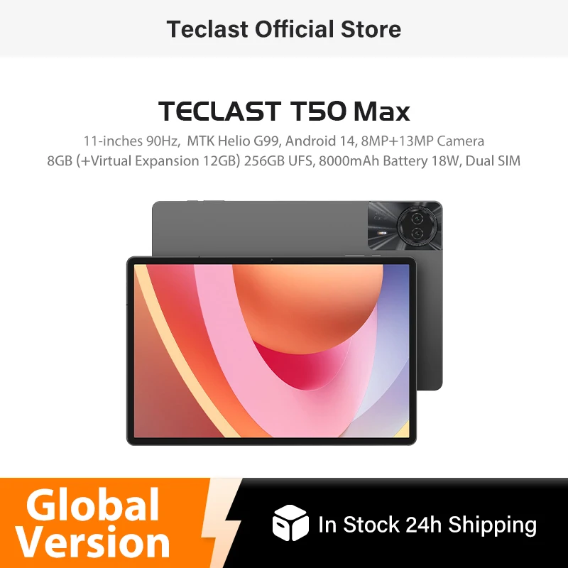 【World Premiere】Teclast T50 Max Tablet 11" FHD 90Hz Display Android 14 MediaTek G99 8GB RAM 256GB ROM 8000mAh Type-C Widevine L1