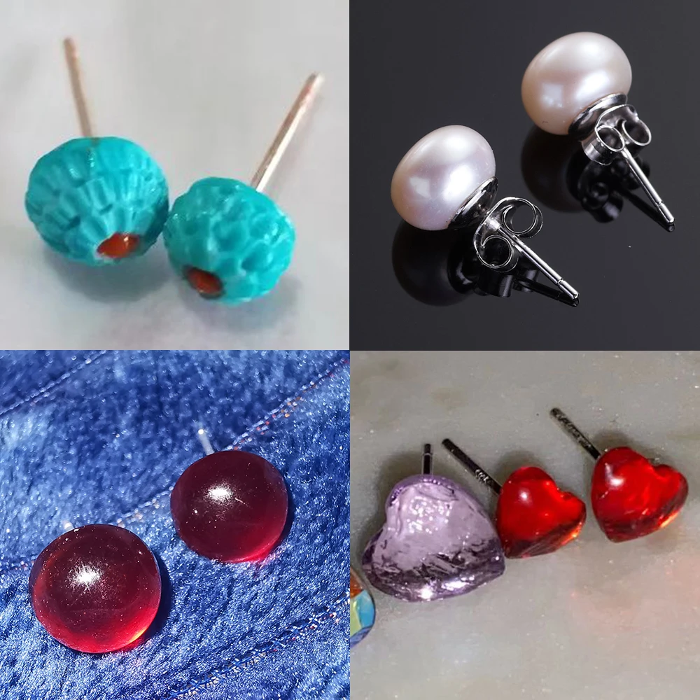 50-100 unids/lote pendientes de acero inoxidable pines de Base de poste en blanco con conector trasero de oreja para fabricación de joyería DIY