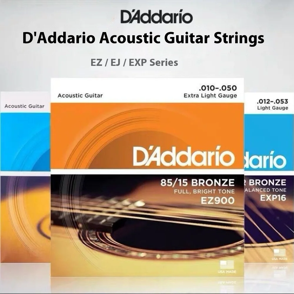 Un juego de seis cuerdas de guitarra eléctrica de latón recubiertas de bronce fósforo D'Addario, a prueba de herrumbre y menos probables para romper