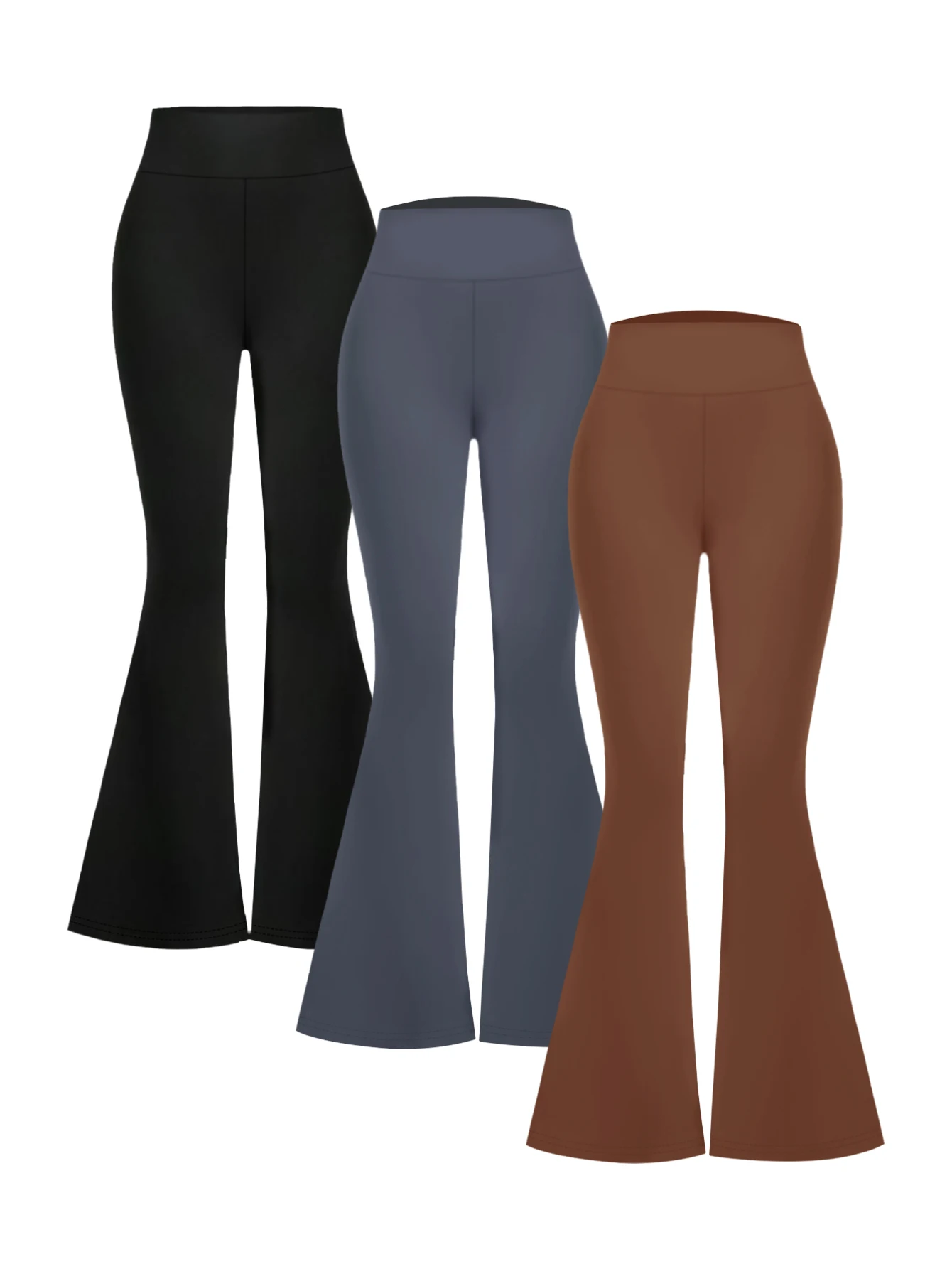 Pantalones con parte inferior acampanada de color sólido para primavera y verano, pantalones tabú informales de cintura alta para mujer, cintura elástica