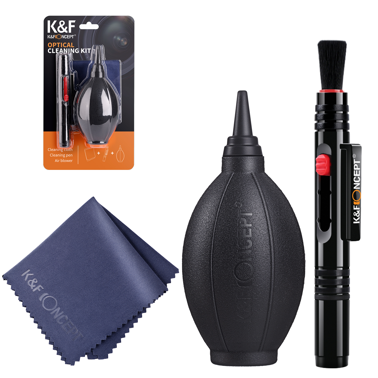 K & F CONCEPT 3in1 Bộ Vệ Sinh Máy Ảnh Ống Kính Bàn Chải + Bút Vệ Sinh + Khăn Lau Vệ Sinh Cho Ống Kính Máy Ảnh & bộ Lọc Cảm Biến Màn Hình