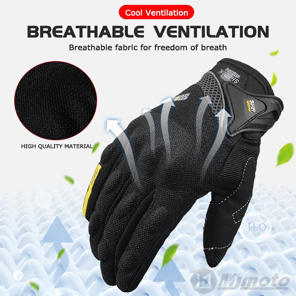 Breathable Full Finger Racing Motorcycle Gloves Quality Stylishly Decorated Antiskid Wearable Gloves Size M-XXL Black