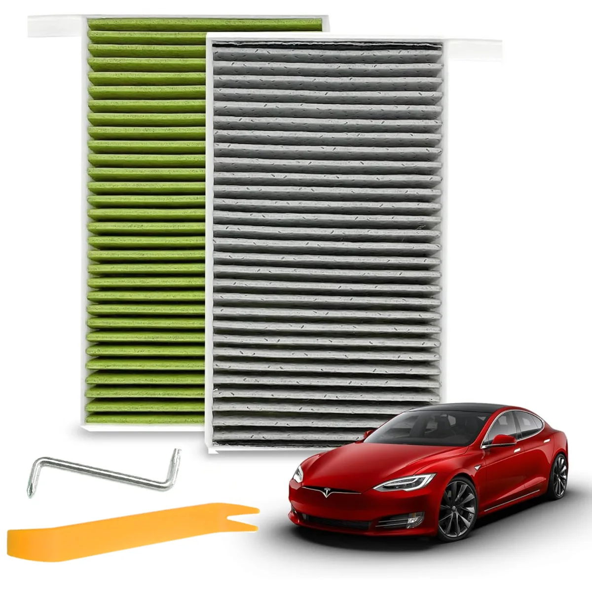 Filtro de aire para coche, filtro de cabina de aire acondicionado con carbón activado de repuesto para Tesla Model 3/ModelY, 2 uds.