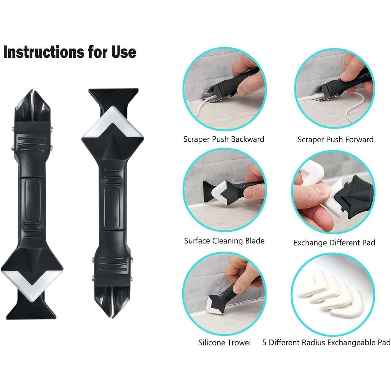 キッチンとバスルーム用のシリコンアプリケーター,消毒および接着剤用の4つのノズルのセット