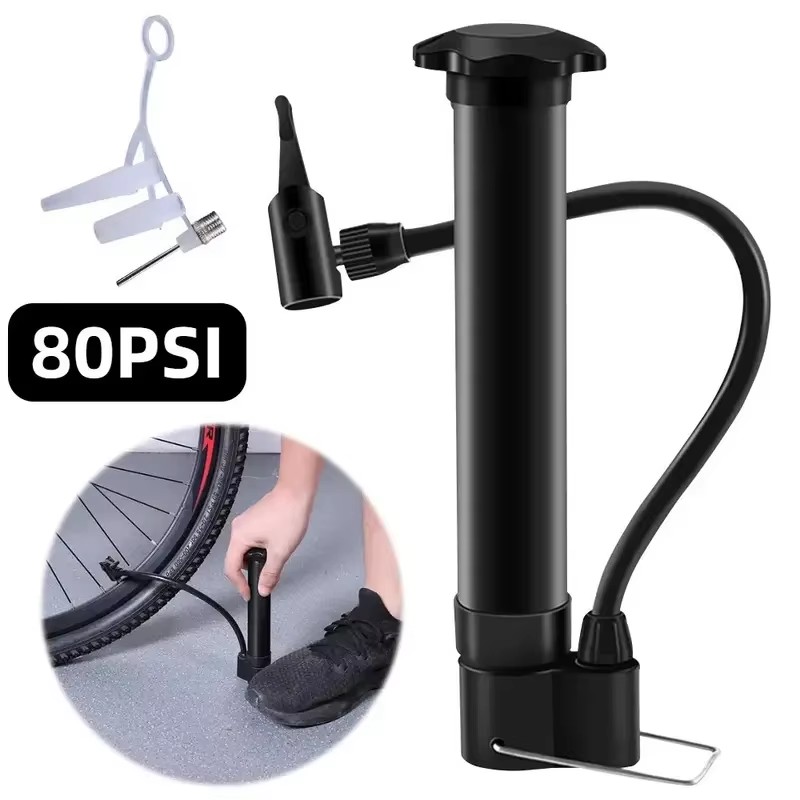 BIKE MTB Pompa da bicicletta 80 PSI Bici Manuale Pompa di aria Palloncino Gonfiatore per pneumatici Valvola Schrader Pompa da pavimento Accessori per ciclismo