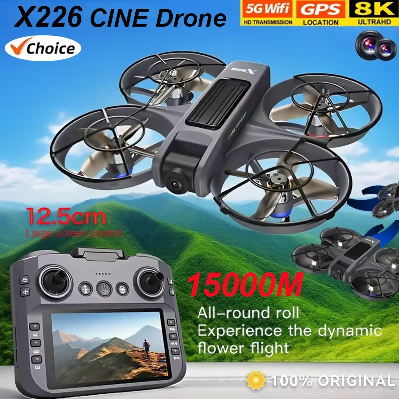 Novo x226 drone 8k wifi gps profissional hd fotografia aérea aeronaves de controle remoto hd câmera dupla quadcopter uav menino brinquedo presente