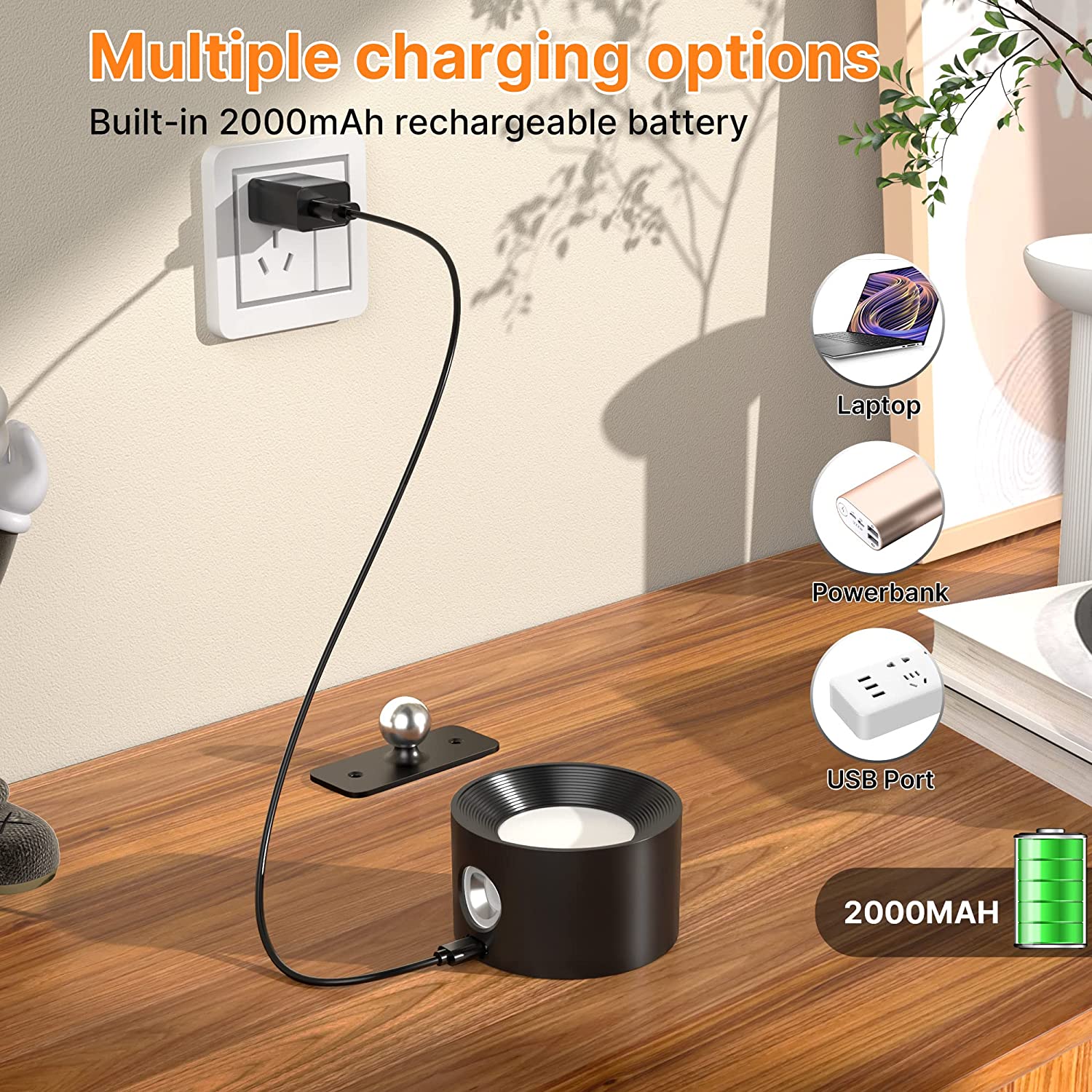 2 PC Indoor Wall Light, Touch LED Wall Lamp with USB Charging Port Touch Control, 3 Brightness Levels, 3 Rotating Temperatures, 360° Bedside Lamp for Bedroom