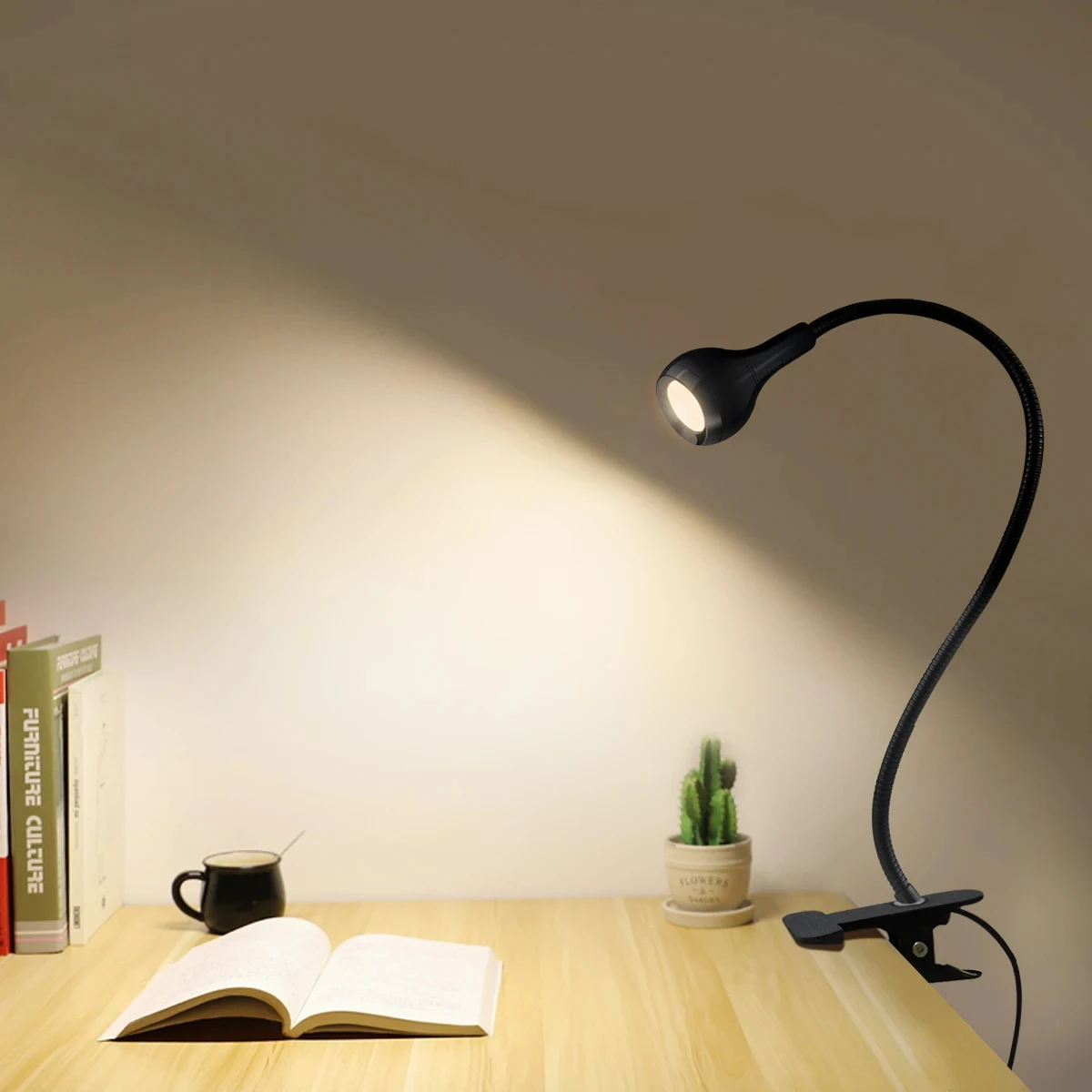 Lampada da tavolo con luce da lettura a LED USB Luci notturne flessibili per lampada da scrivania a LED da comodino camera da letto con supporto a clip Luminaria