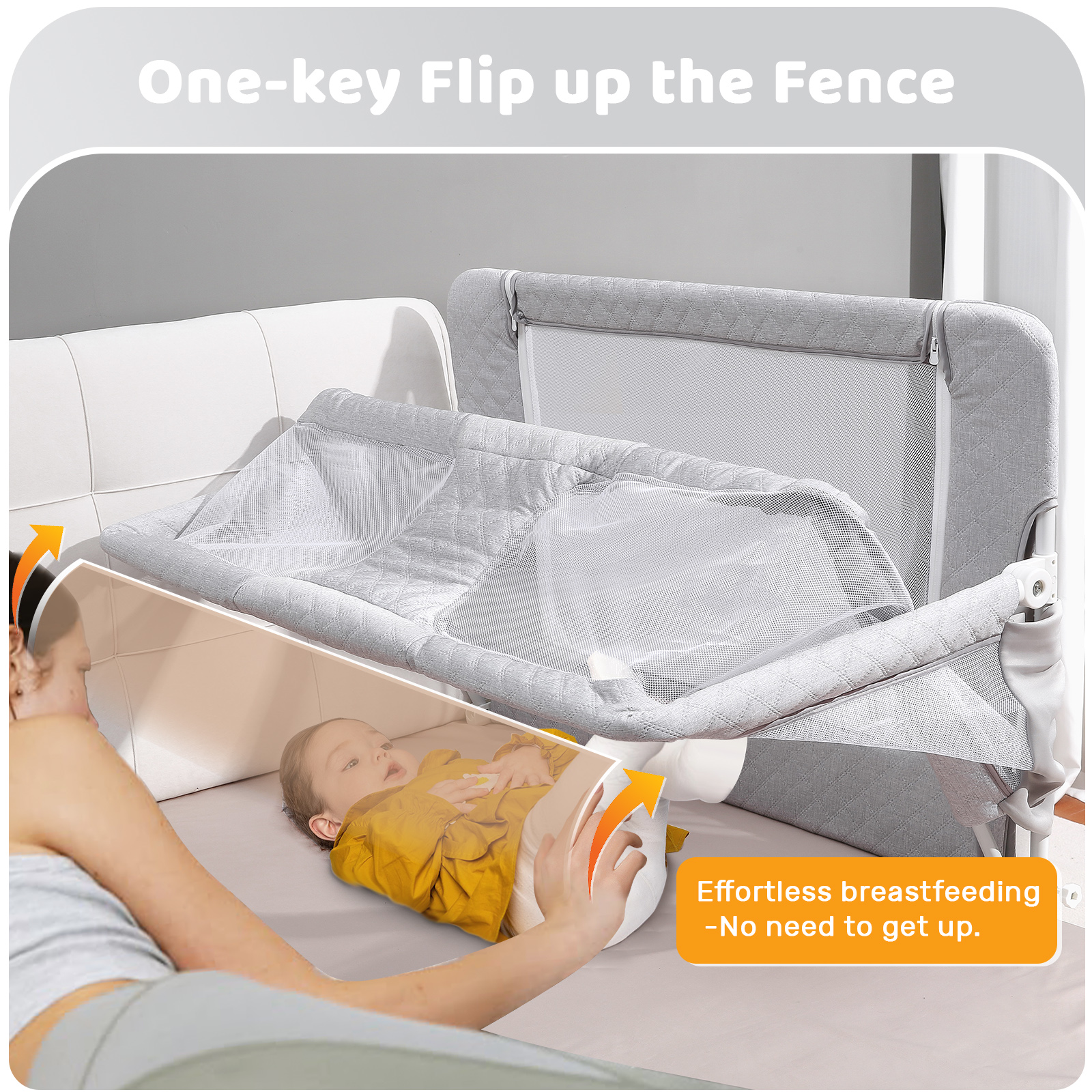 Nachttisch-Schlafsessel, Netz-Nachttisch-Nachttisch-Kinderbett, umwandelbares, um das Bett zu befestigen, um Mütterung zu reduzieren