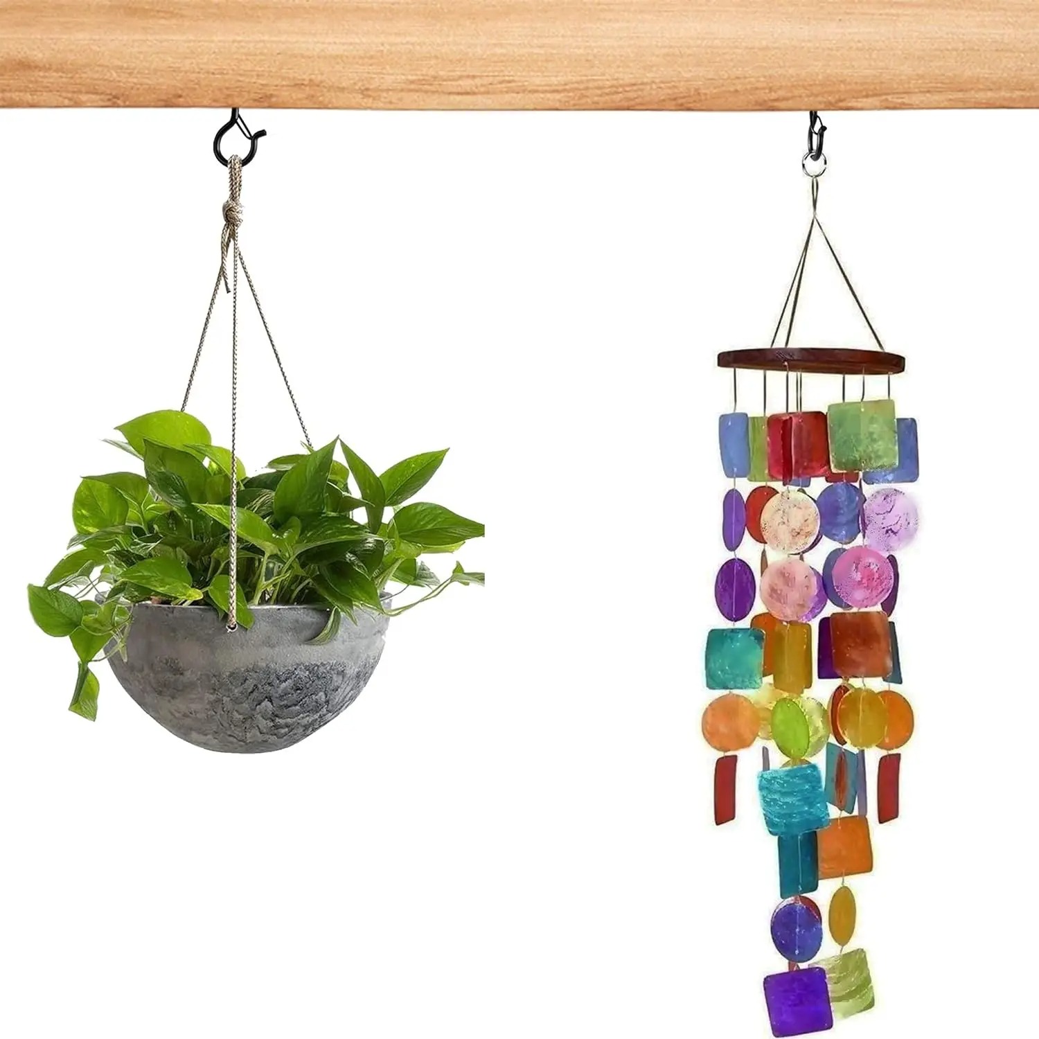 Crochets de suspension avec boucle de sécurité, crochets à vis coupe-vent pour suspendre des guirlandes extérieures, des plantes à crochets de plafond, des lumières de Noël