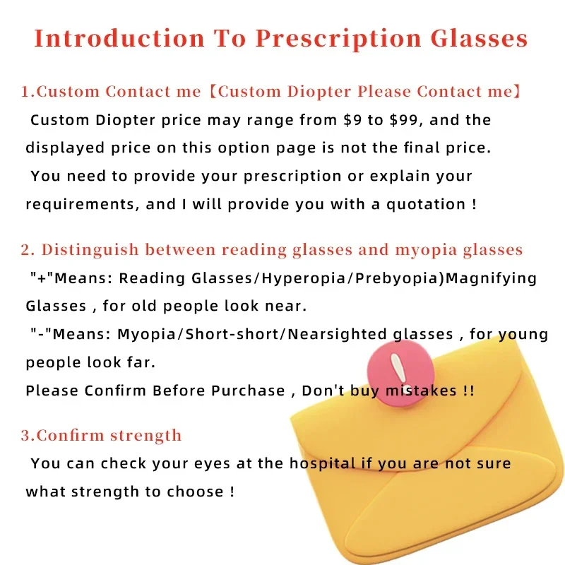 Provide Customers With Price Difference Link Or Special Custom Diopter Please consult us before placing an order