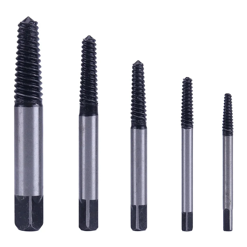 Aço quebrado parafuso broca conjunto, porca extrator, rolamento aço, guia parafuso removedor, tubulação de água do agregado familiar, fio remoção ferramenta de metal, 5 pcs