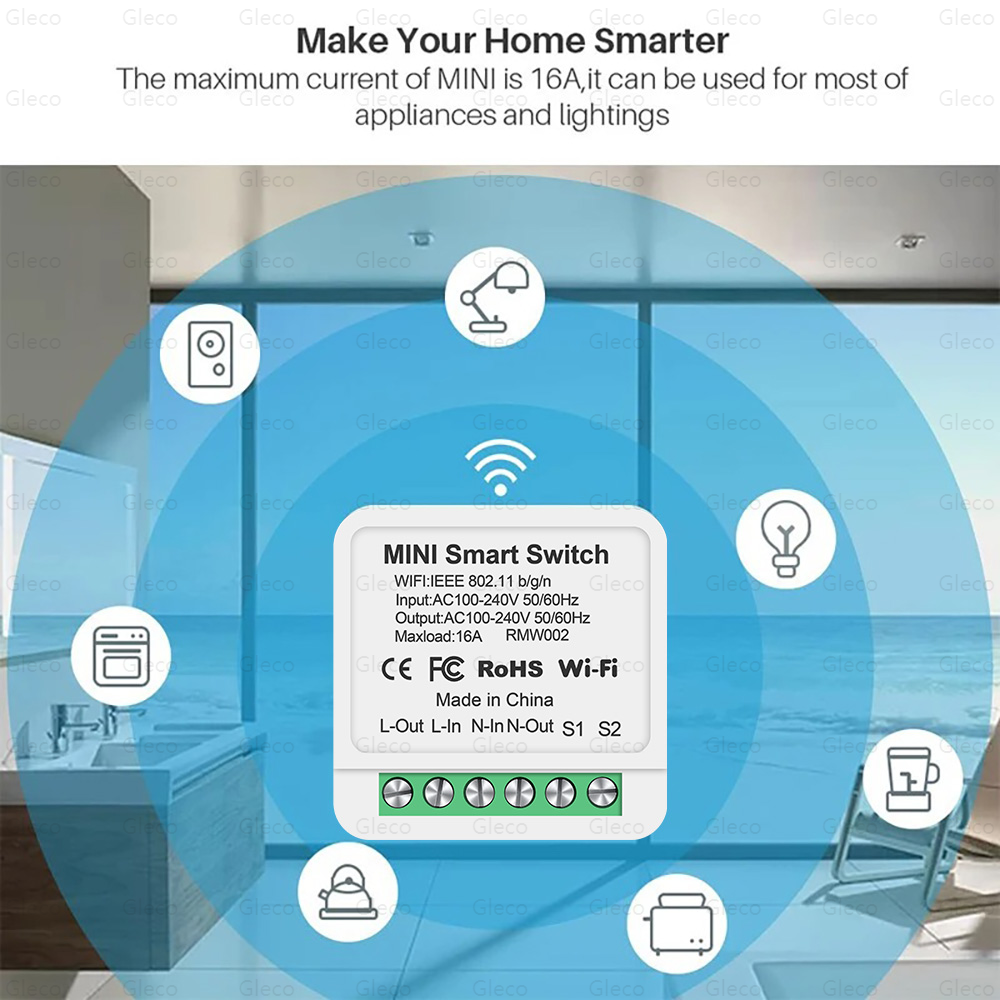 스마트 스위치 Wifi 미니 16A DIY 조명 스위치 2 웨이 스위치 회로 차단기 타이머 모듈 스마트 홈 Alexa Google 홈 Alice