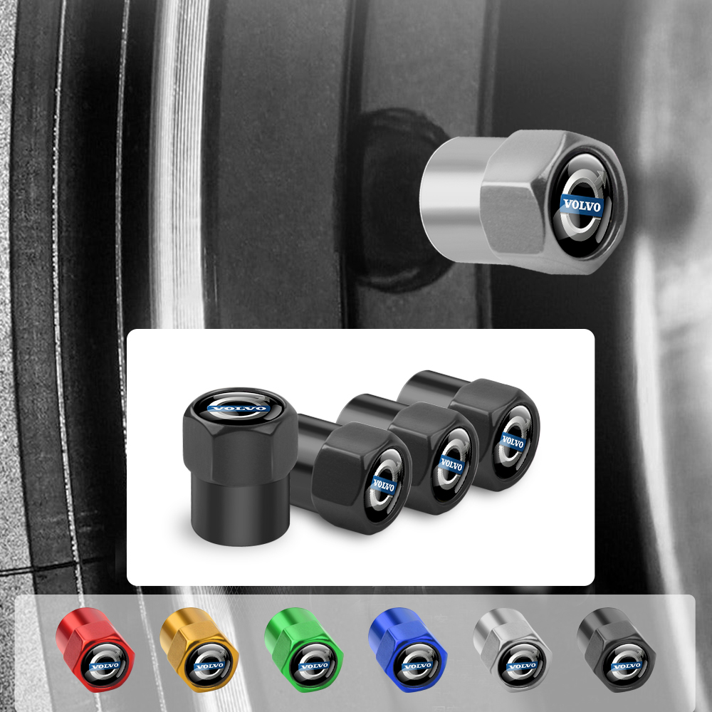 4 Uds insignias de coche tapas de vástago de válvula de neumático cubiertas accesorios de automóvil para Volvo R Design Xc60 V60 S60 V40 V50 S40 S80 C30 Xc40 Xc70