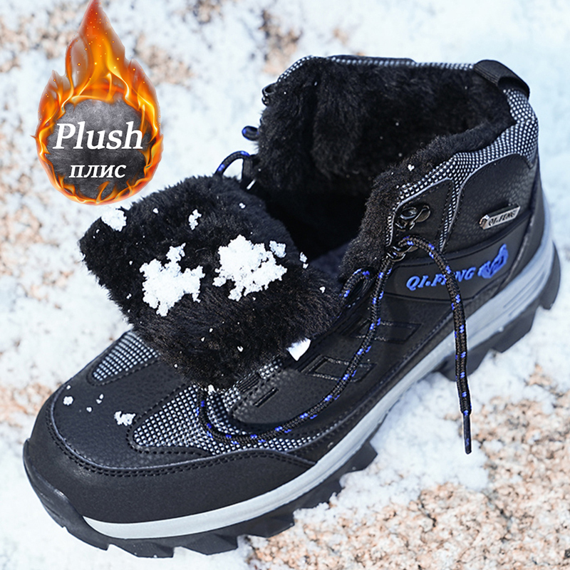 Marca masculina botas de neve de inverno à prova dwaterproof água tênis de pelúcia quente alta superior botas masculinas ao ar livre caminhadas bota sapato tamanho 39-47