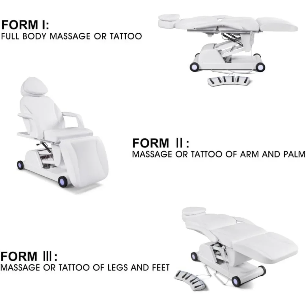 Facial Bed for Esthetician 110V Removable Massage Table Led Light Beauty Bed Medical Aesthetic Tattoo Chair with Adjustments