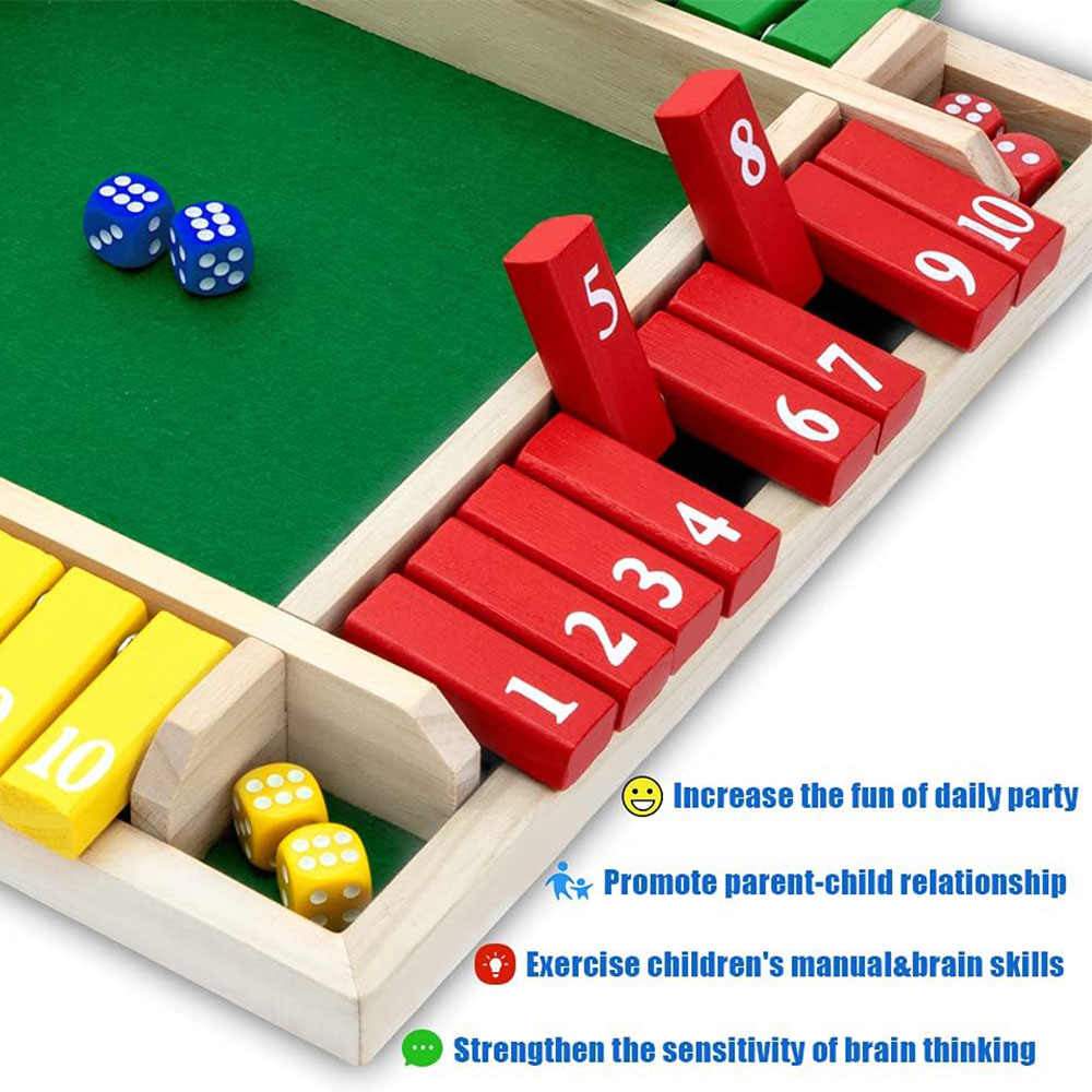木製シャット・ザ・ボックス ダイスゲーム 8 ダイスボードテーブル 数学スキルゲーム パーティークラブ 飲酒ゲーム 家族向け クリスマスギフト