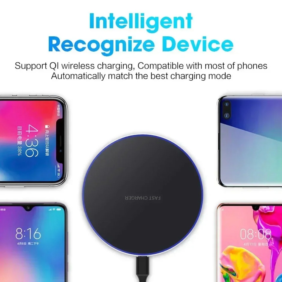 Induction Fast Charging Pad Dock Station For Samsung S23 S22 Xiaomi Huawei 2 in 1 Wireless Charger For iPhone 12-16 Pro Max