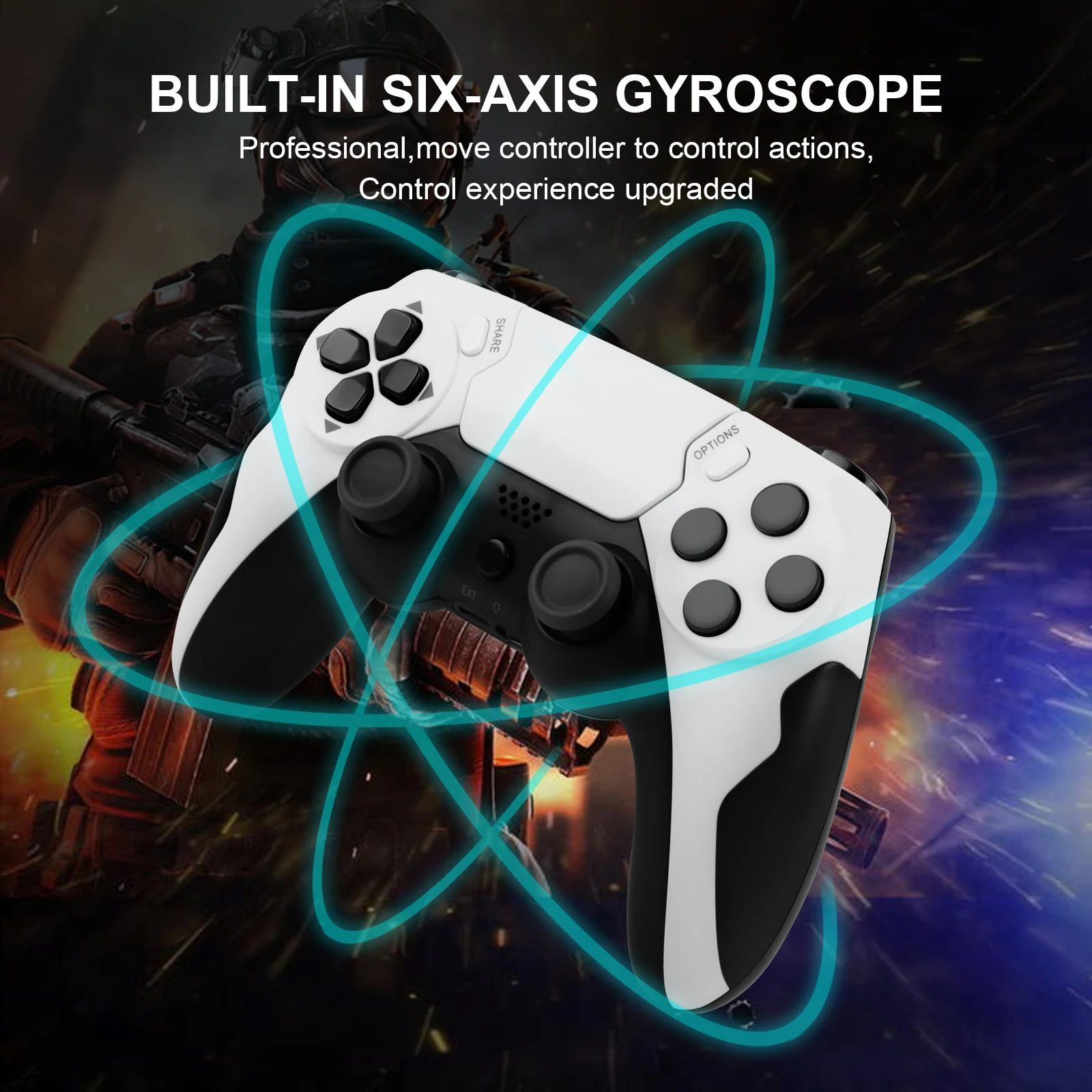 GAMINJA P48 Wireless Controller BT Gamepad Double Vibration No Latency With Touchpad Microphone Earphone Port For PS4 PS3 PC