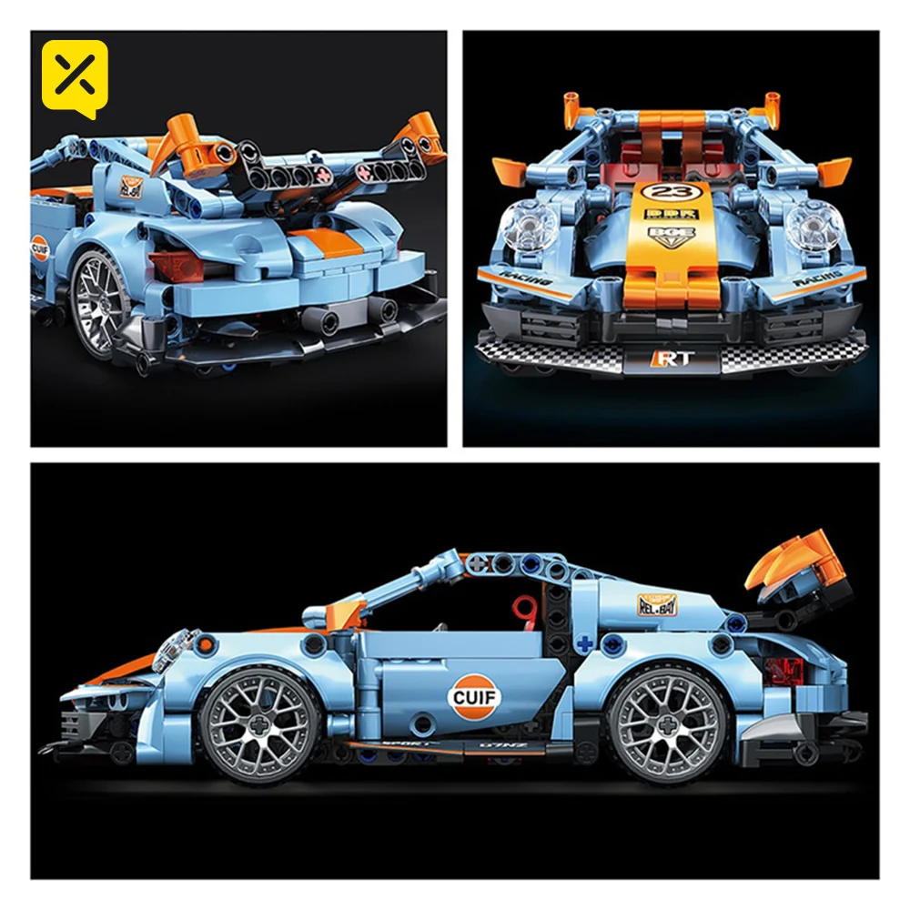 Técnico Racing Sport Car Building Blocks, MOC, Veículo Mecânico, Supercar Puzzle, Cidade Veículo, Brinquedos para Crianças, 523Pcs, 1:18 Modelo, 911TS
