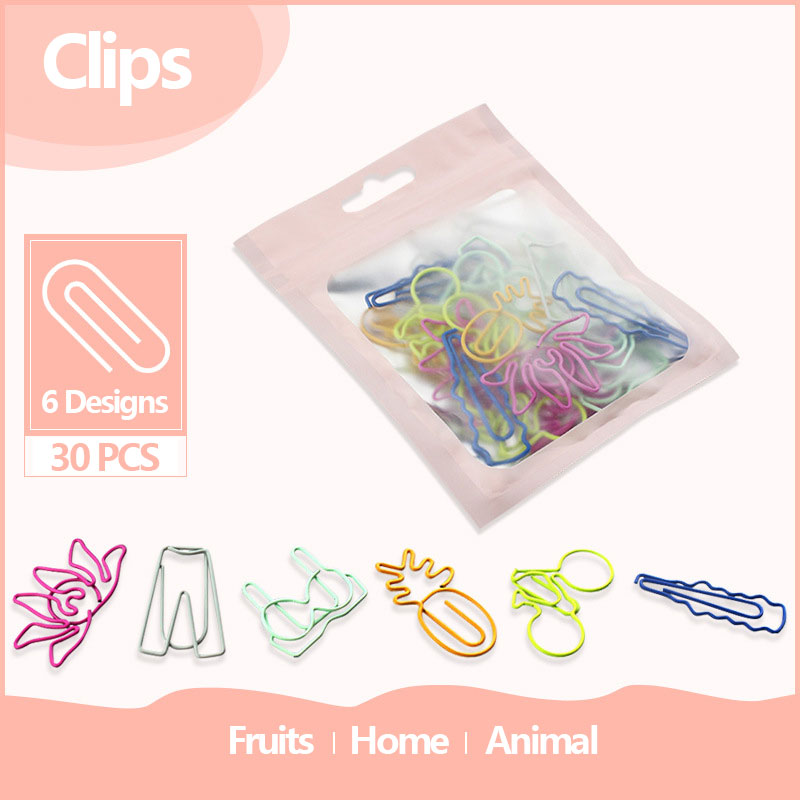 30 PCS Kawaii กระดาษคลิปบุ๊คมาร์คเครื่องเขียนสมุดภาพ Gadget อุปกรณ์โรงเรียนสํานักงานน่ารักโต๊ะจัดอุปกรณ์เสริม