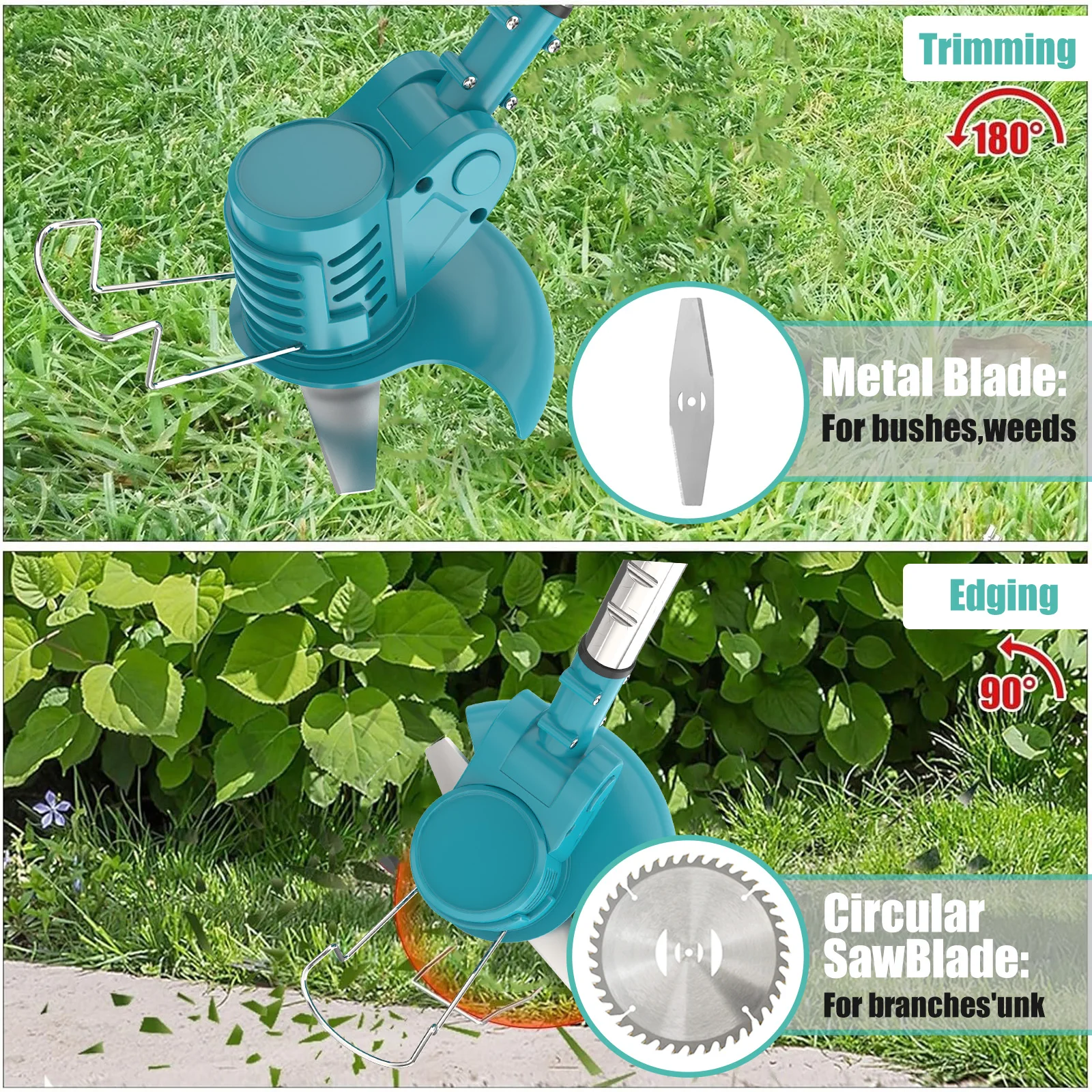 2 pezzi batterie tagliaerba da giardino elettrico a batteria con lame tagliaerba a corda senza fili tagliaerba sostituire per Makita 18v