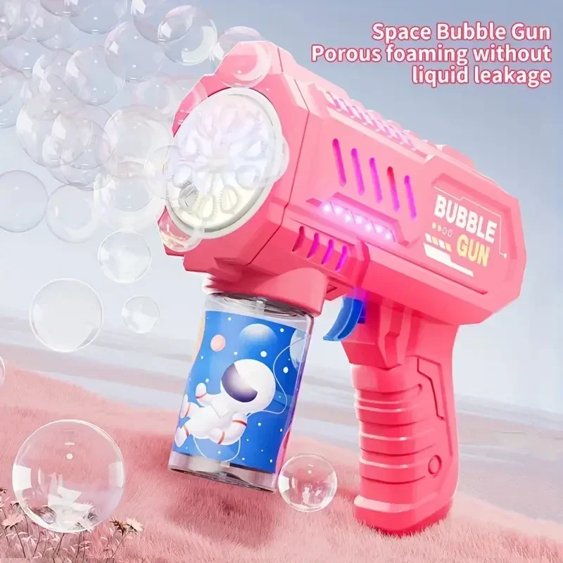 10 หลุมเด็กไฟฟ้า Bubble Gun Rocket สบู่อัตโนมัติ Bubble Machine Bubbles ปืนเด็กฤดูร้อนกลางแจ้ง Bubble Blowing ของเล่น