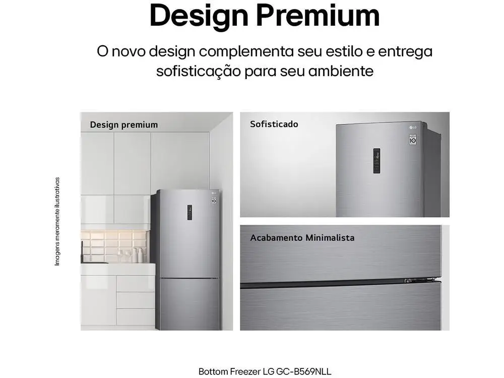Geladeira/Refrigerador LG Frost Free Smart Inverse Prata 451L Inox Look GC-B569NLLM.APZFSBS - 220V