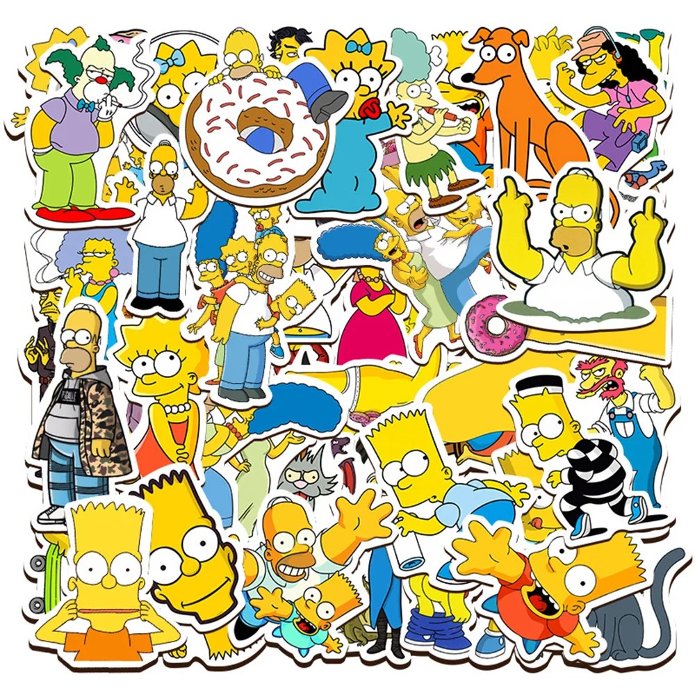 10/30/50 Uds. Pegatinas de dibujos animados de Los Simpson Graffiti DIY monopatín portátil equipaje motocicleta bicicleta PVC pegatinas impermeables