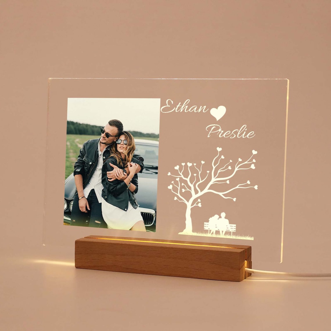 Personalized 3D Night Light Custom Photo And Text Lamp Customized Valentine's Day Wedding Birthday 7 Color 3D Lamp Gifts