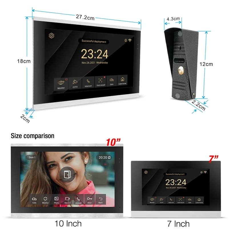 Hayway-videoportero inteligente Tuya, sistema de videoportero con WIFI, 1080P, timbre, cámara, pantalla táctil completa, detección de movimiento, 10 pulgadas