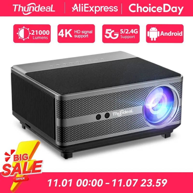 ThundeaL TD98 1080P Full HD Projector LED 4K WiFi Android Projector Auto Focus TD98W PK DLP 3D Video Smart Home Theater Beamer